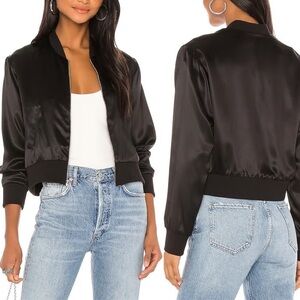 ABERCROMBIE & FITCH SATIN BOMBER JACKET BLACK SZ LG